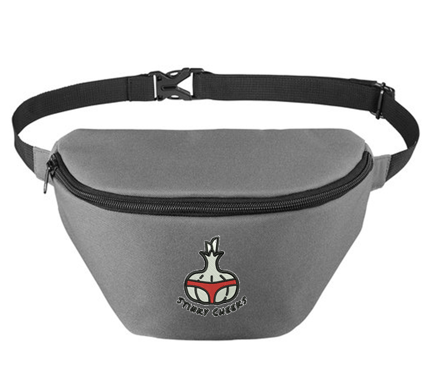 Stinky Cheeks Fanny Pack Grey Embroidered