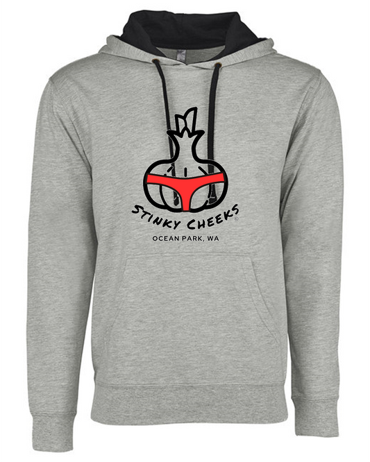 Stinky Cheeks Unisex Hoodie in Heather Grey/Black